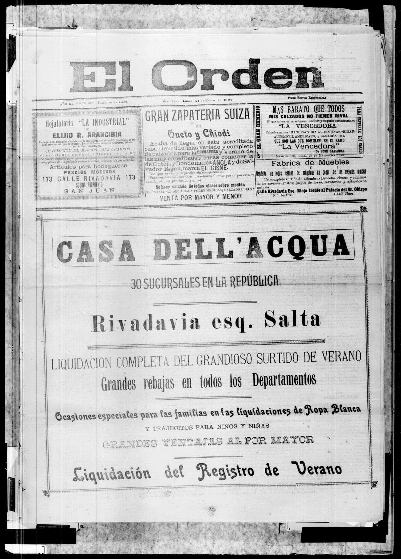 Portada · 21 de Enero de 1907