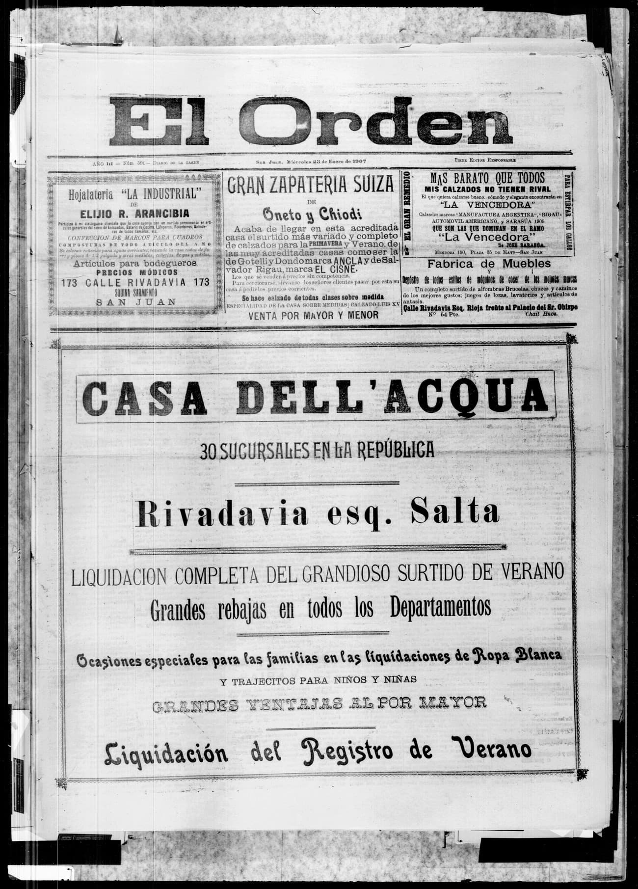 Portada · 23 de Enero de 1907