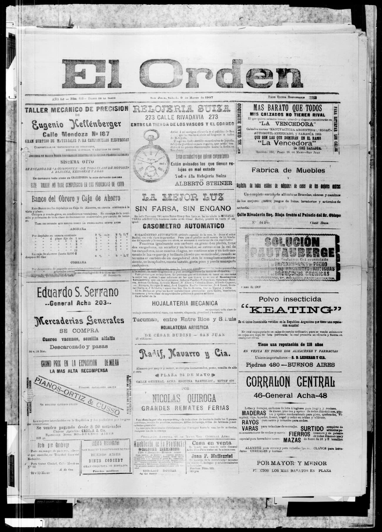Portada · 9 de Marzo de 1907