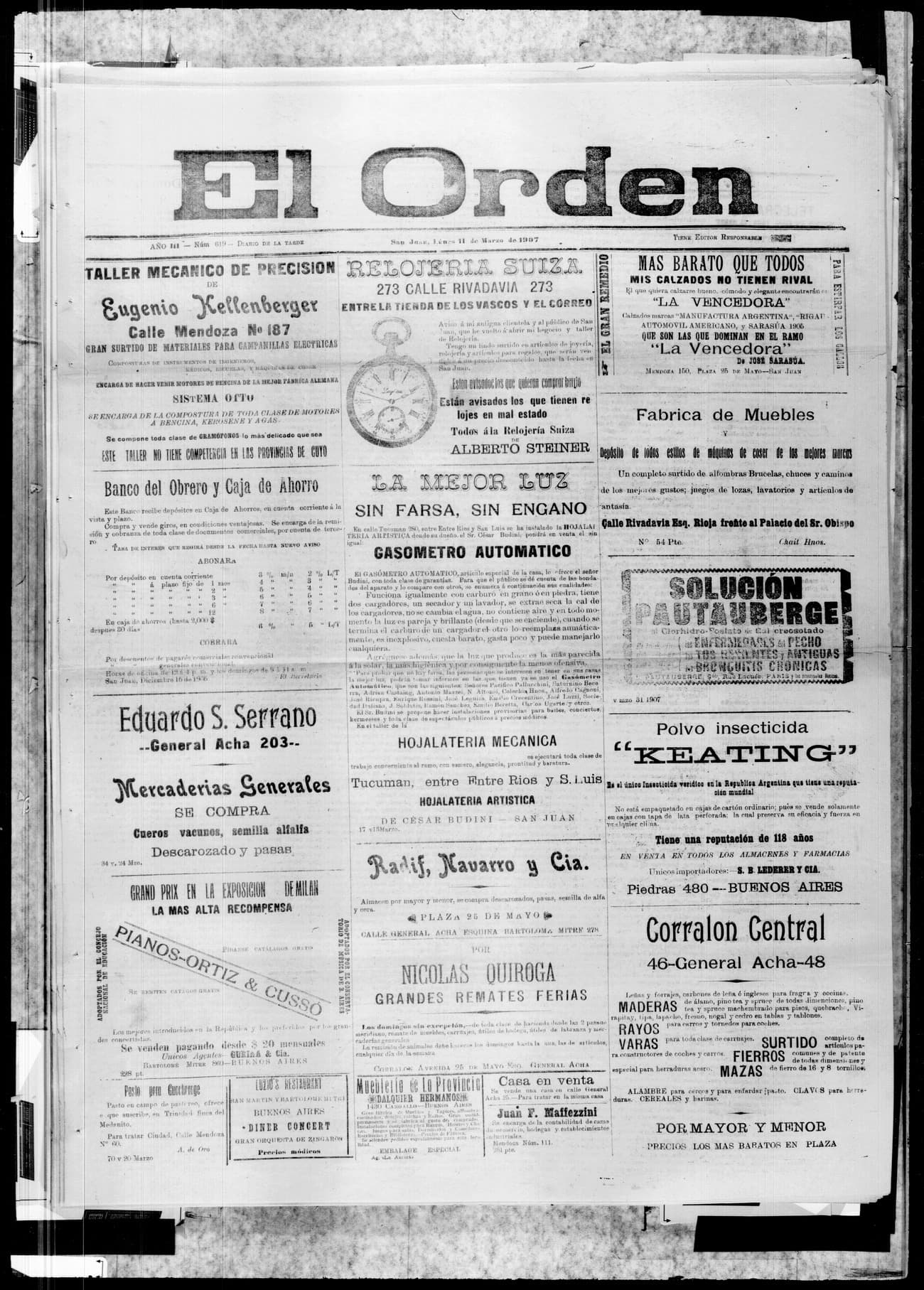 Portada · 11 de Marzo de 1907