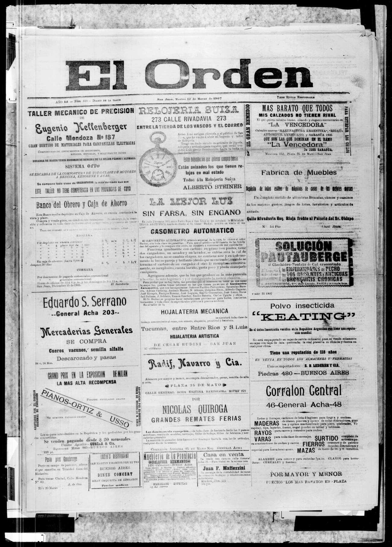 Portada · 12 de Marzo de 1907