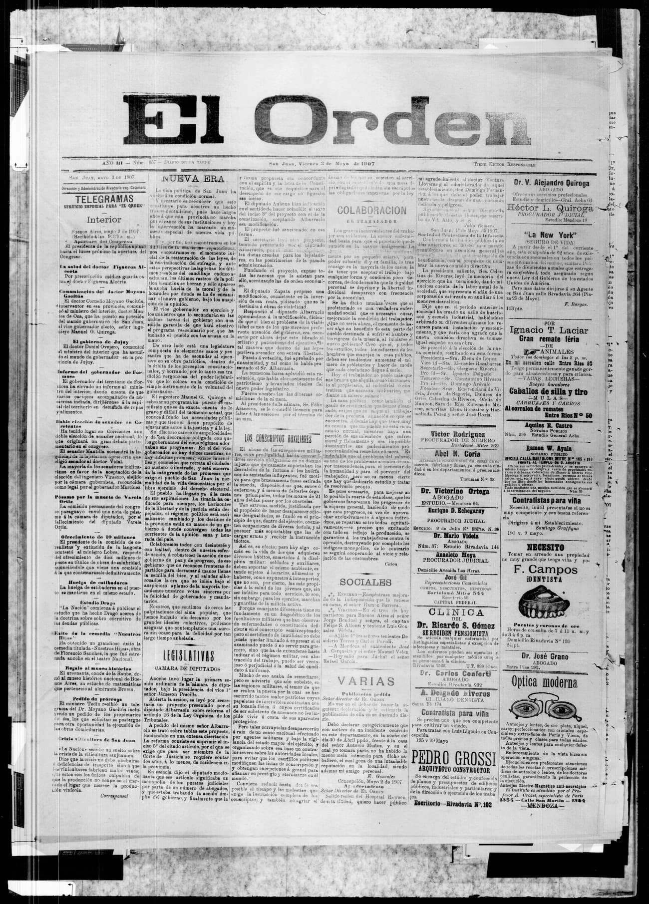Portada · 3 de Mayo de 1907