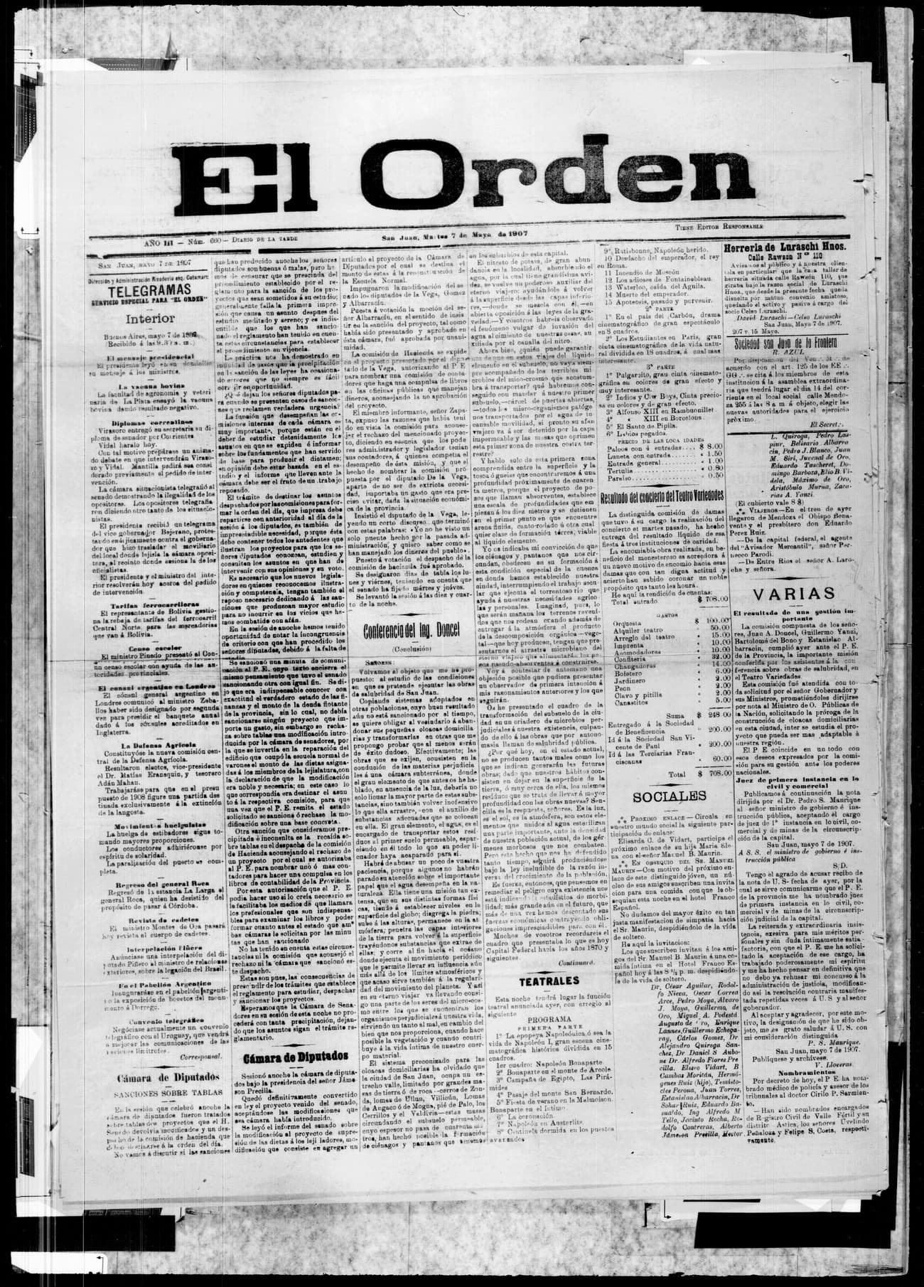 Portada · 7 de Mayo de 1907
