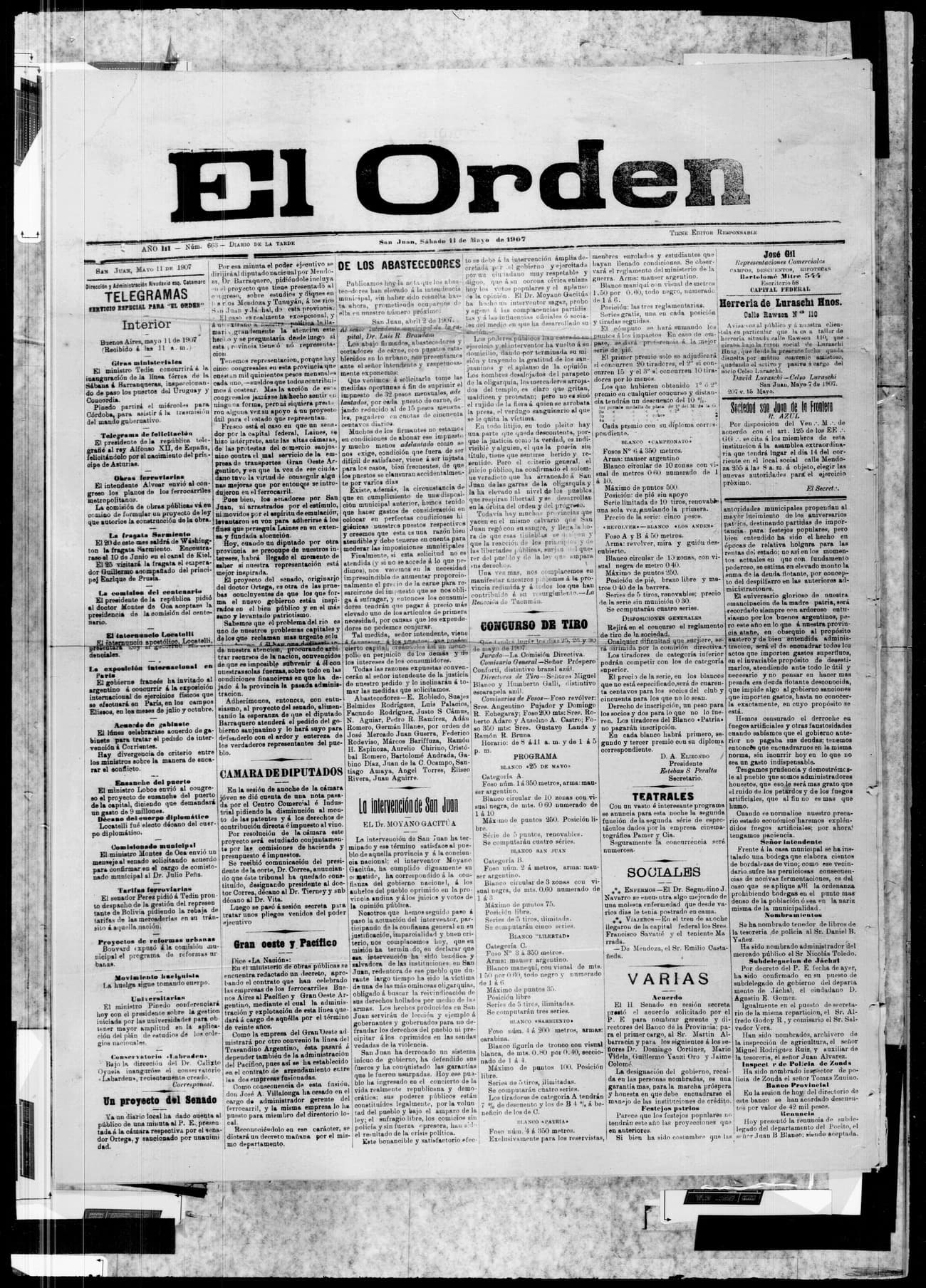 Portada · 11 de Mayo de 1907