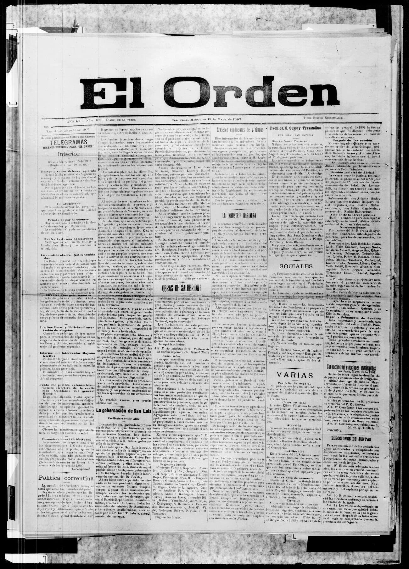 Portada · 15 de Mayo de 1907