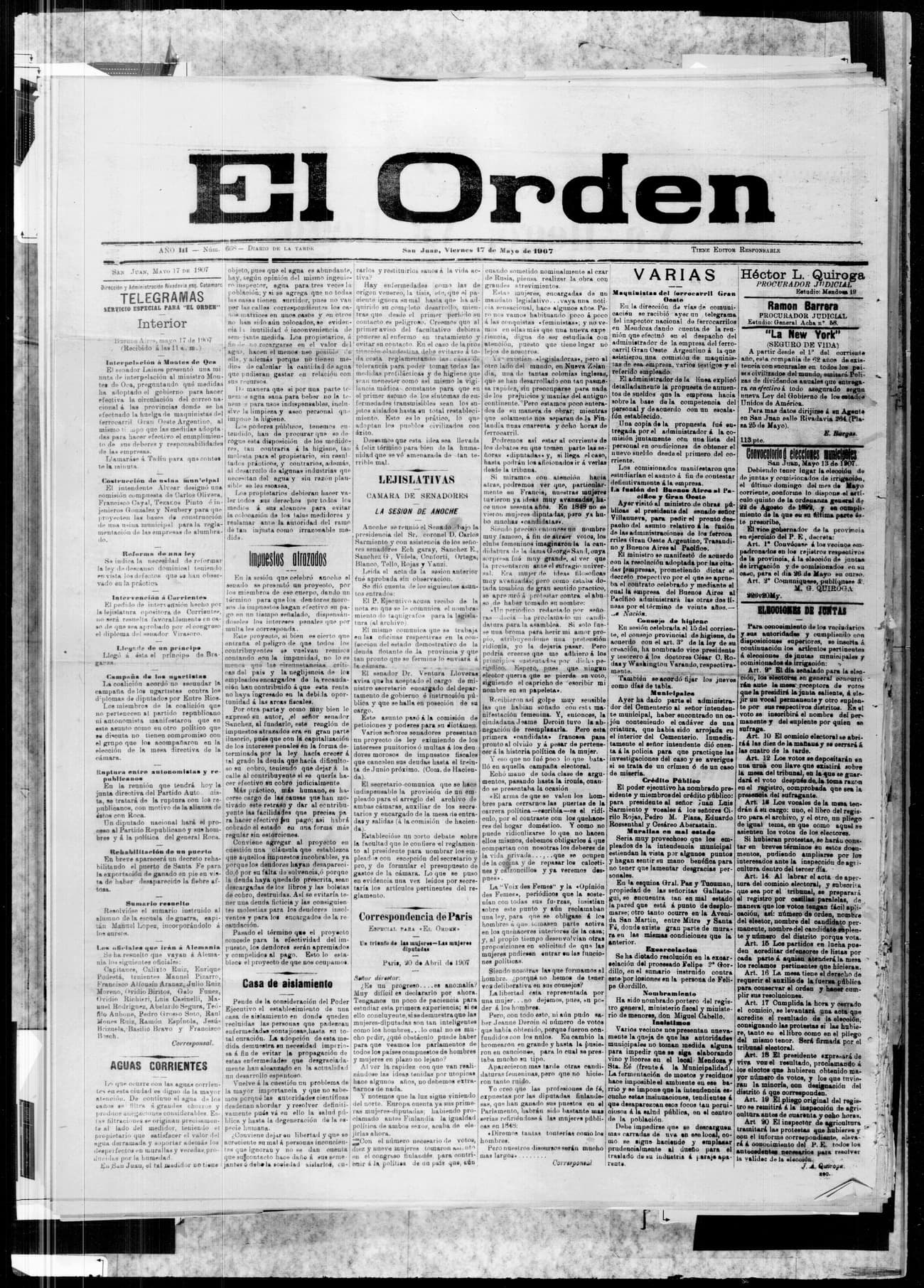Portada · 17 de Mayo de 1907