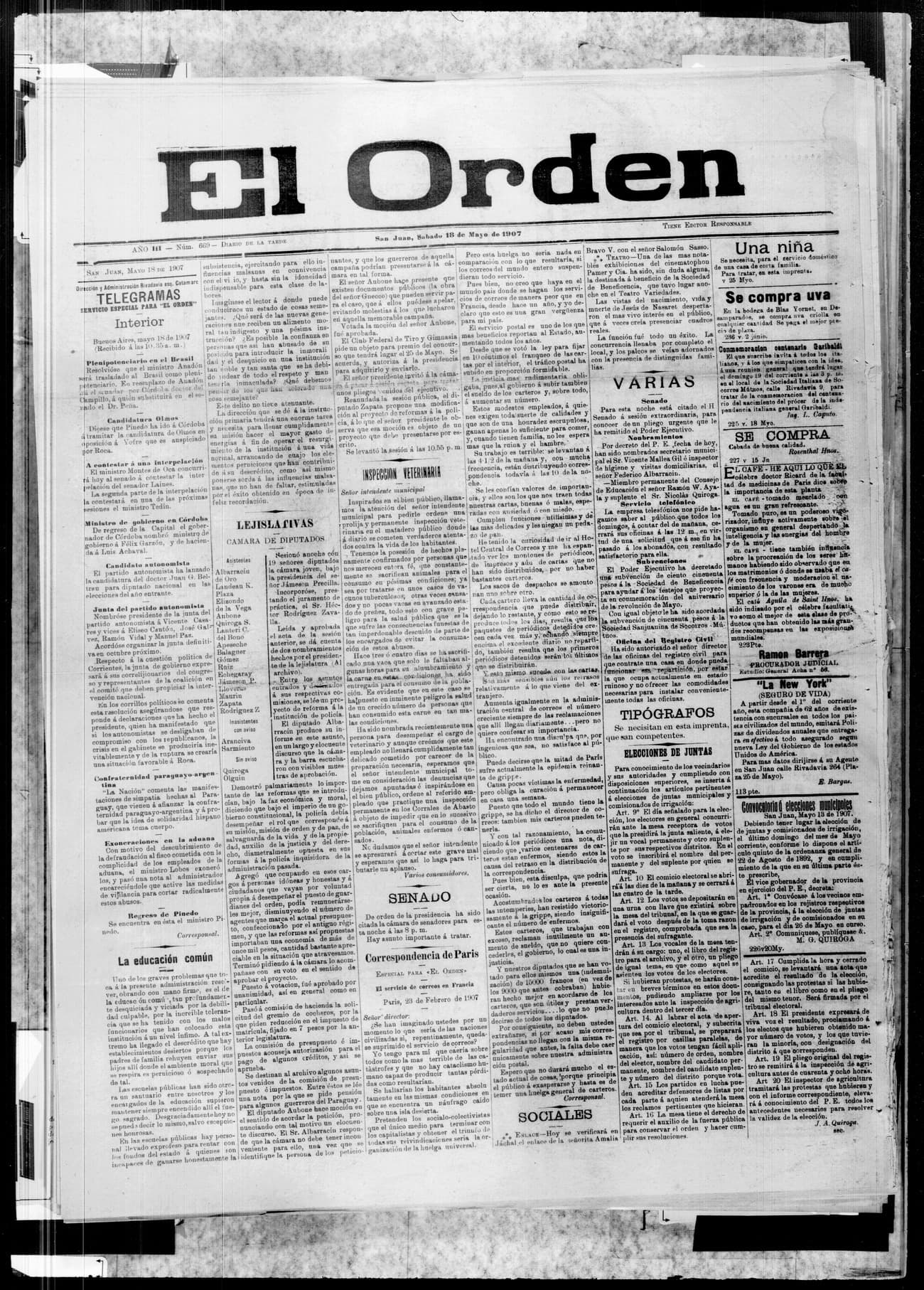 Portada · 18 de Mayo de 1907