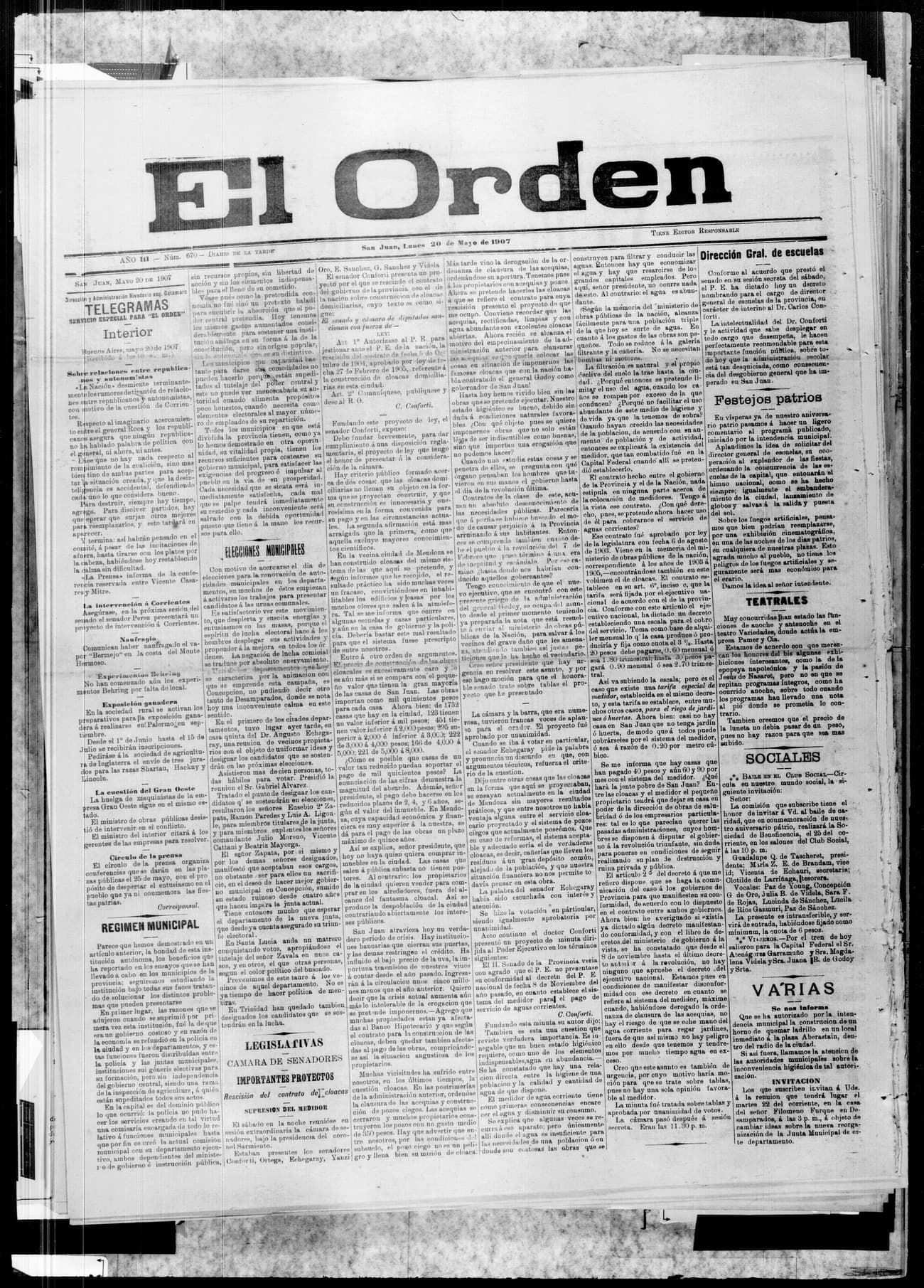 Portada · 20 de Mayo de 1907