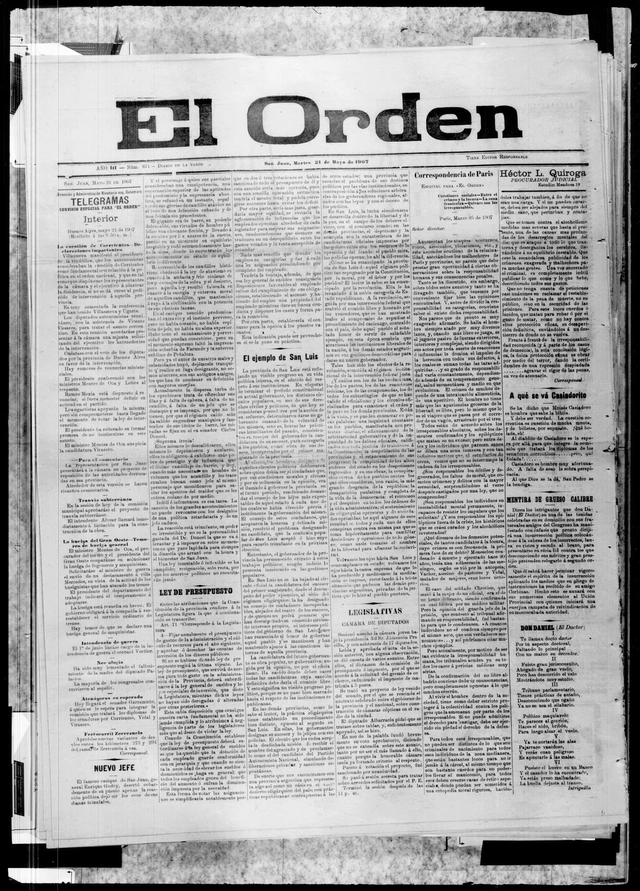 Portada · 21 de Mayo de 1907