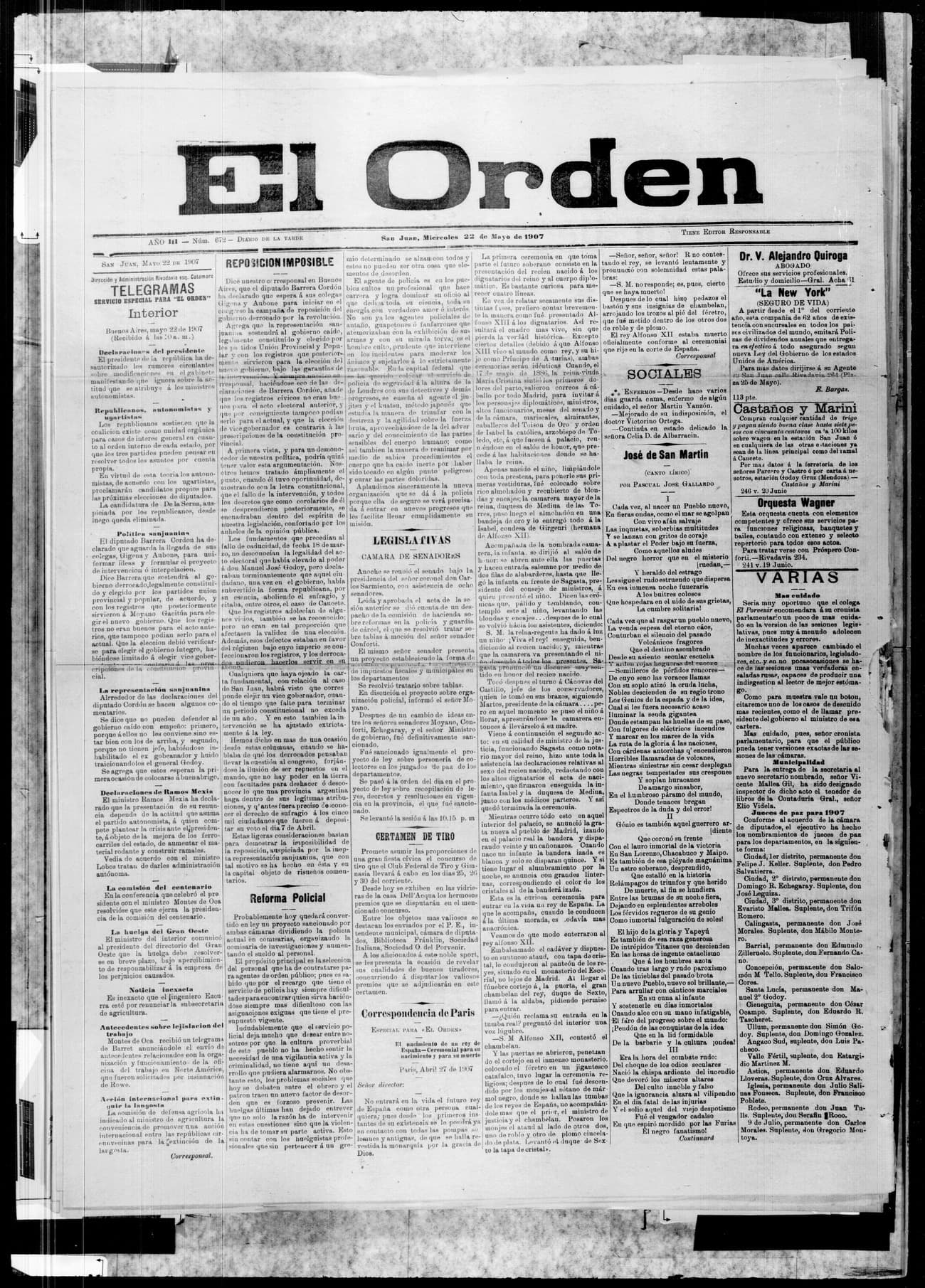 Portada · 22 de Mayo de 1907