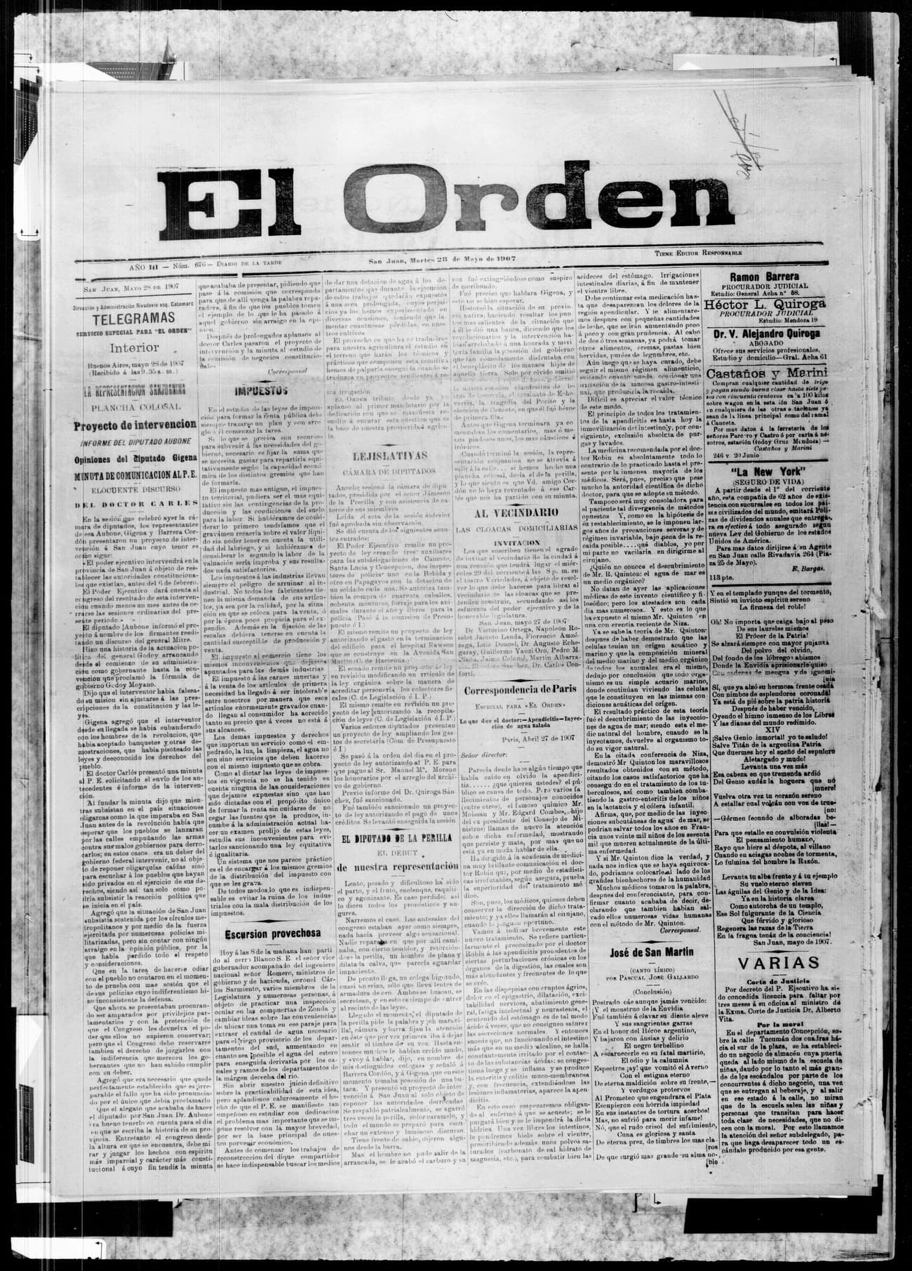 Portada · 28 de Mayo de 1907