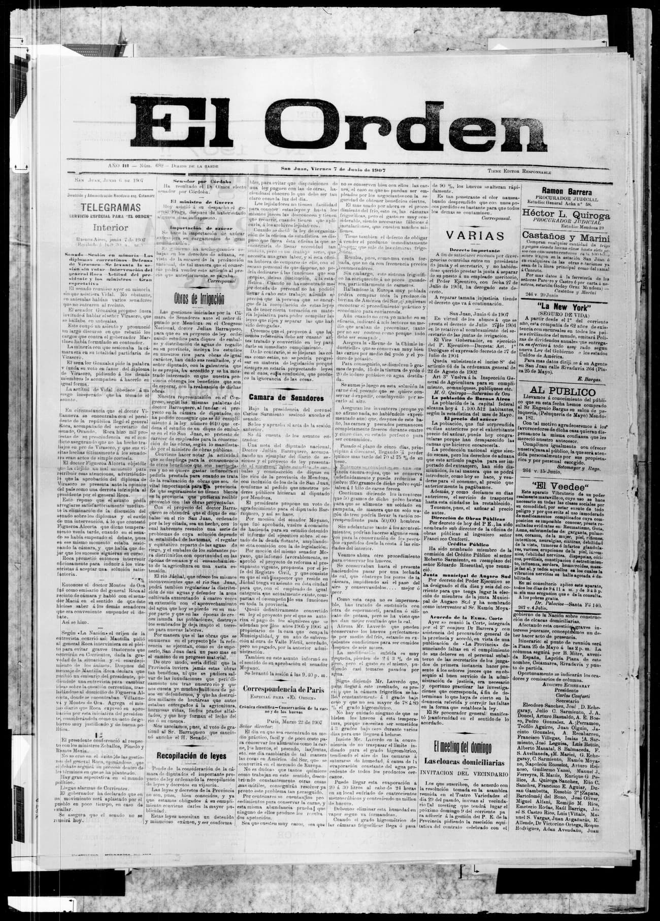Portada · 7 de Junio de 1907