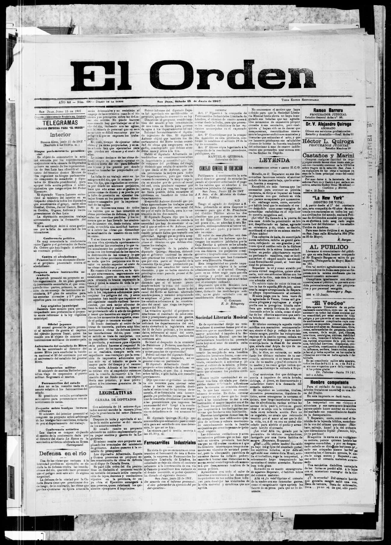 Portada · 15 de Junio de 1907