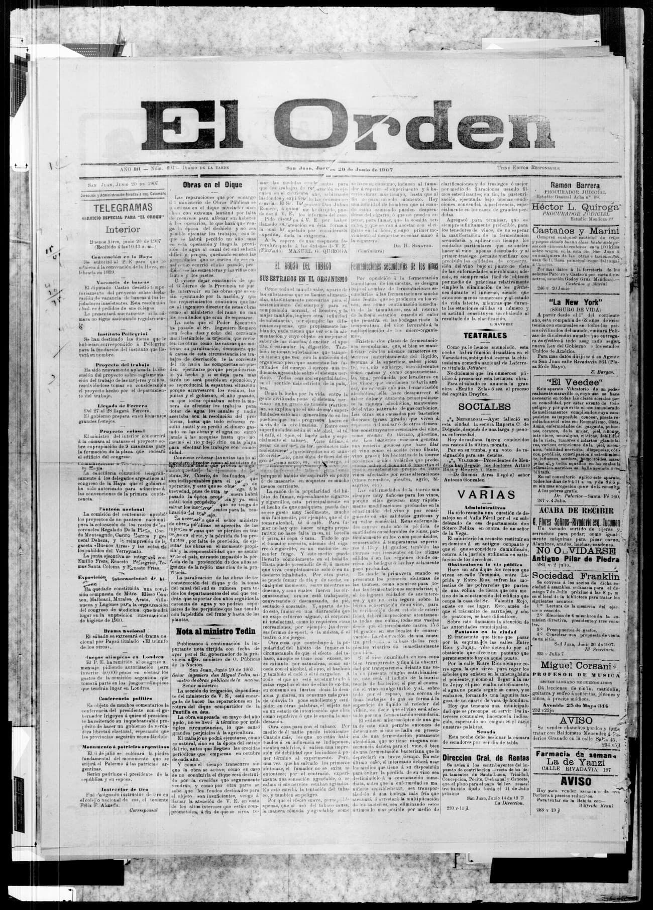 Portada · 20 de Junio de 1907