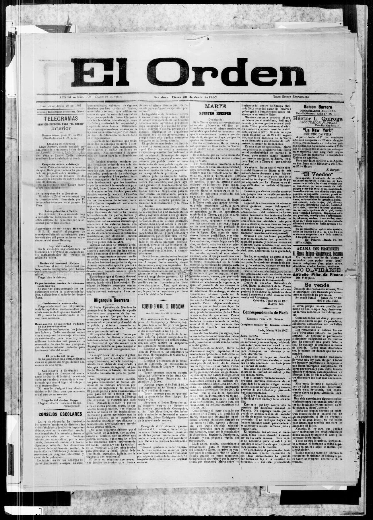 Portada · 28 de Junio de 1907