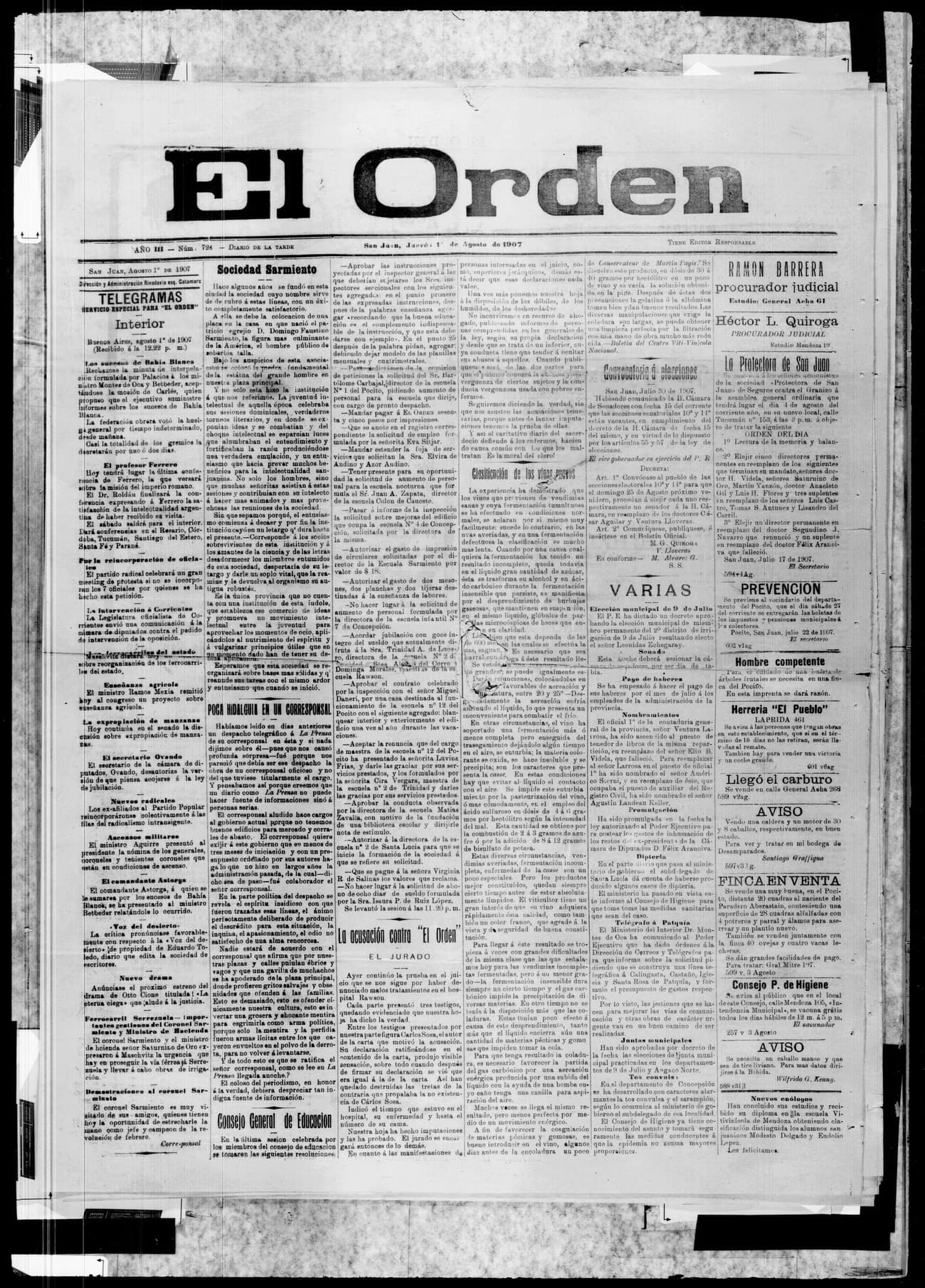 Portada · 1 de Agosto de 1907
