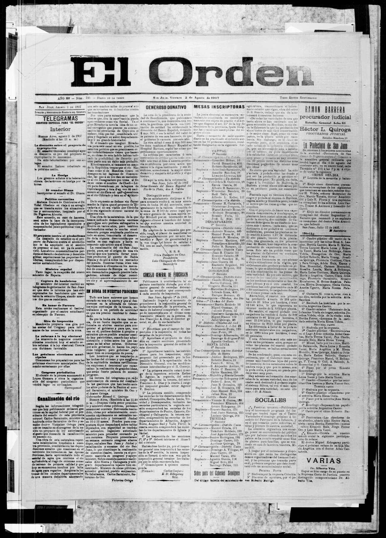 Portada · 2 de Agosto de 1907