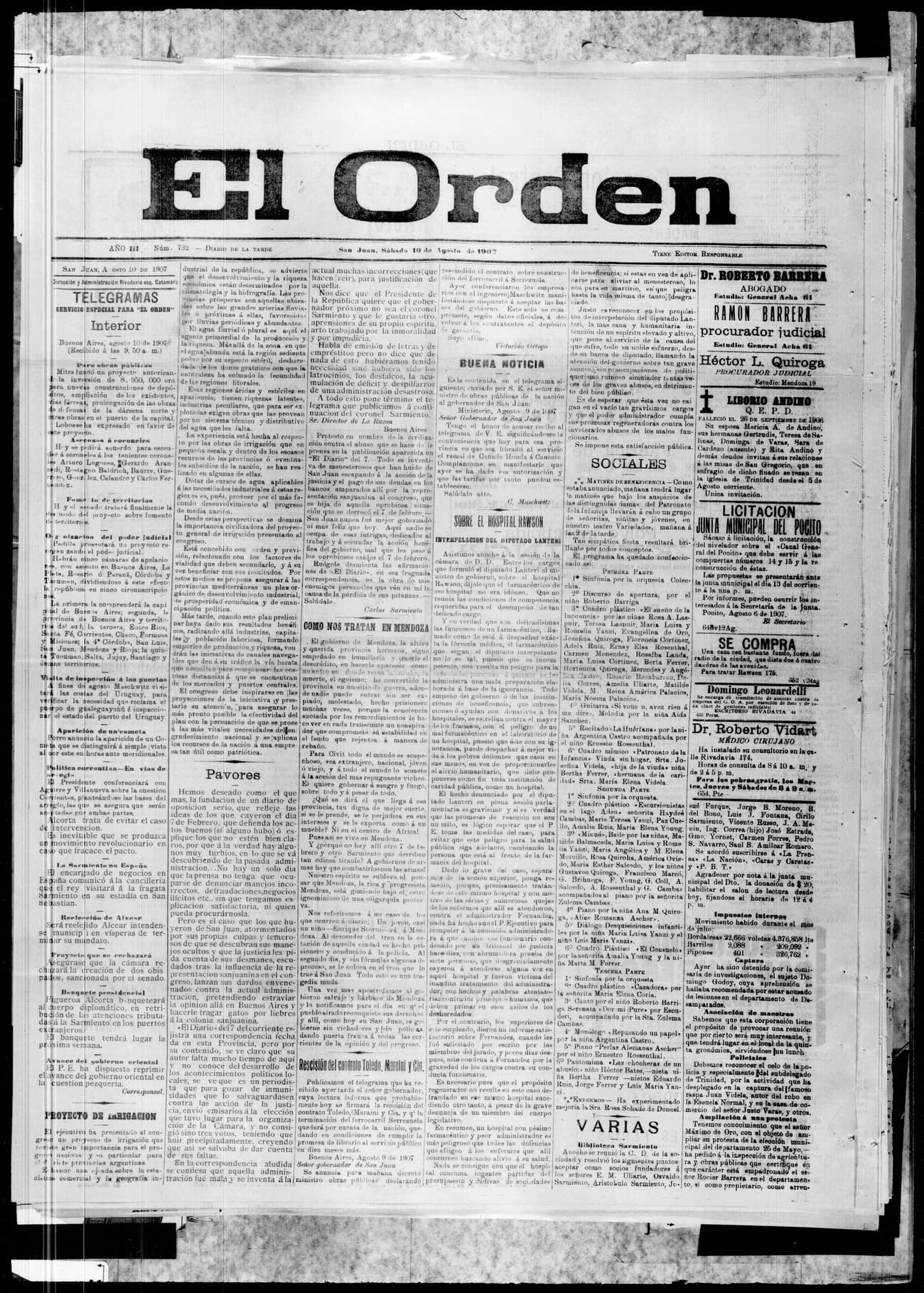 Portada · 10 de Agosto de 1907
