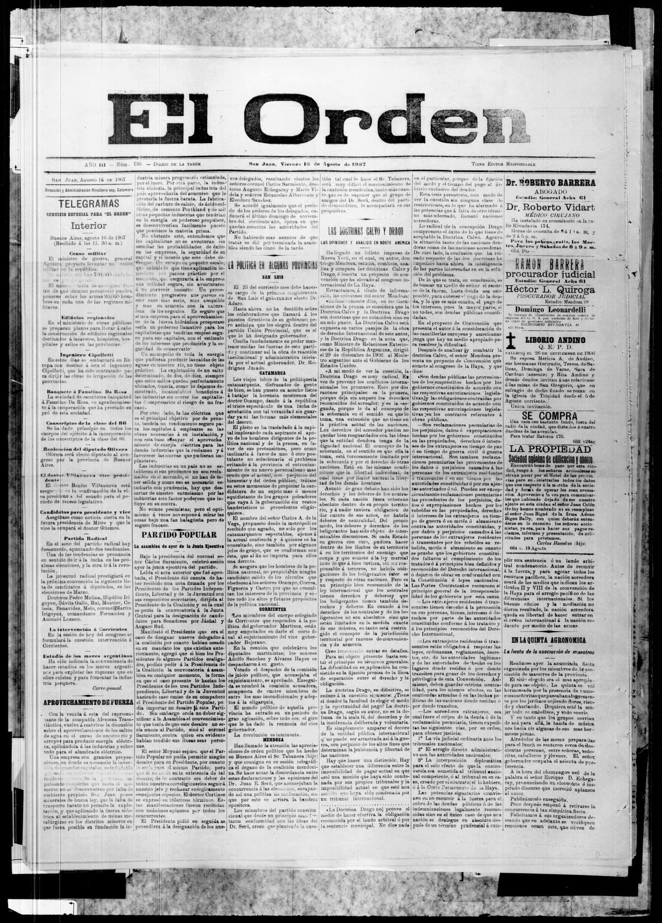 Portada · 16 de Agosto de 1907