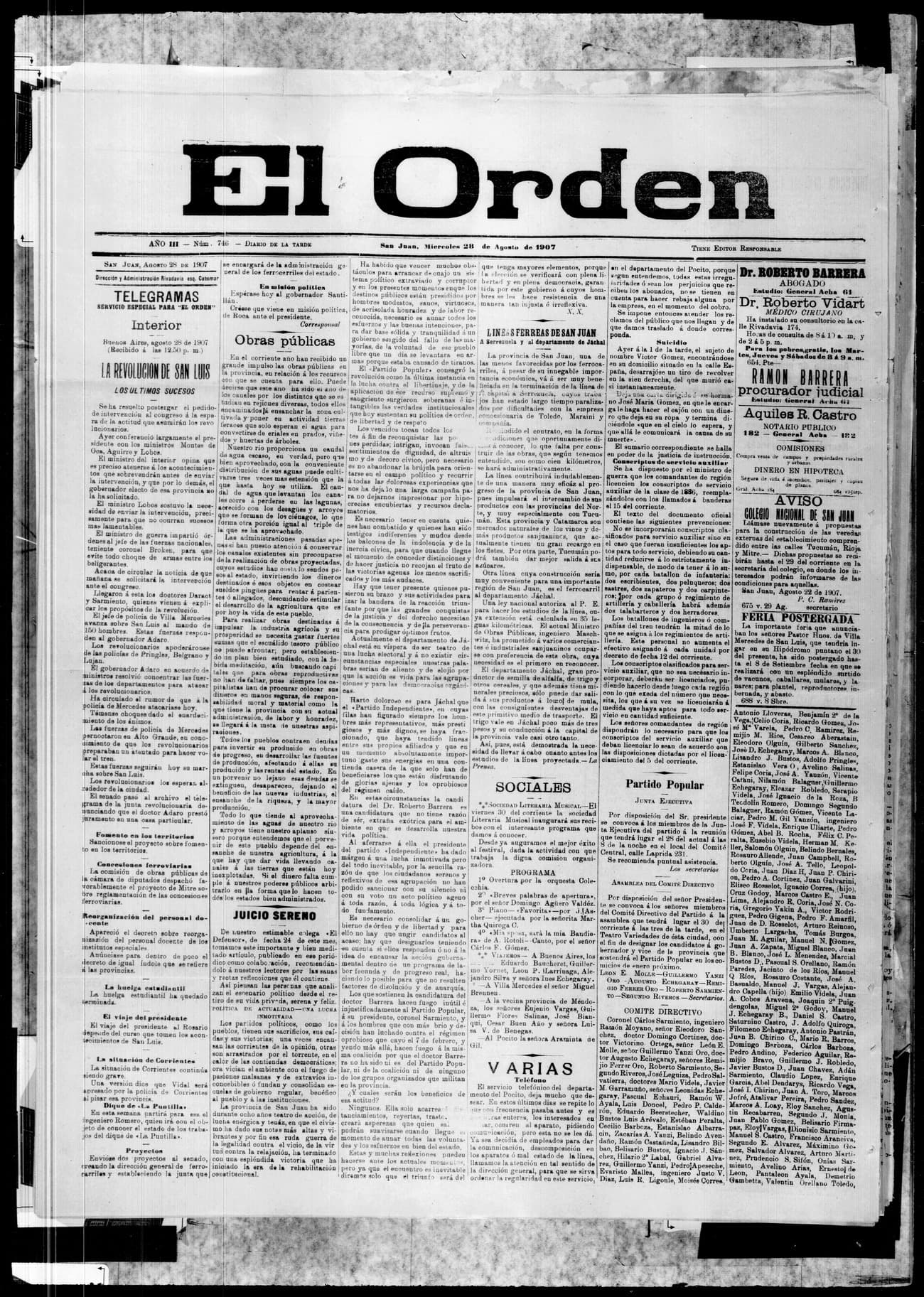 Portada · 28 de Agosto de 1907