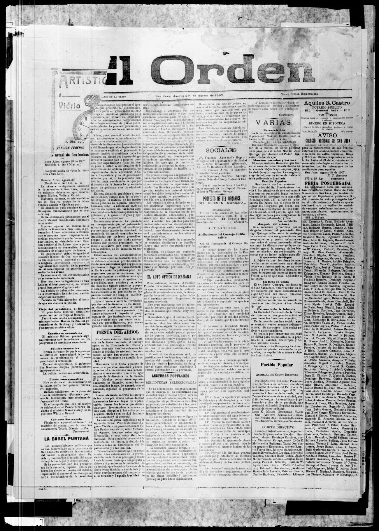 Portada · 29 de Agosto de 1907