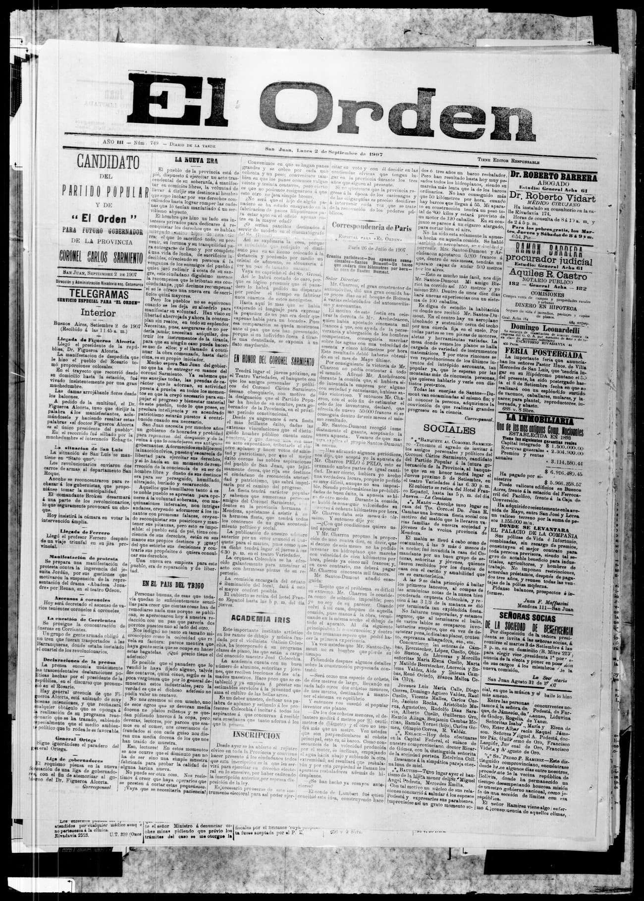 Portada · 2 de Septiembre de 1907
