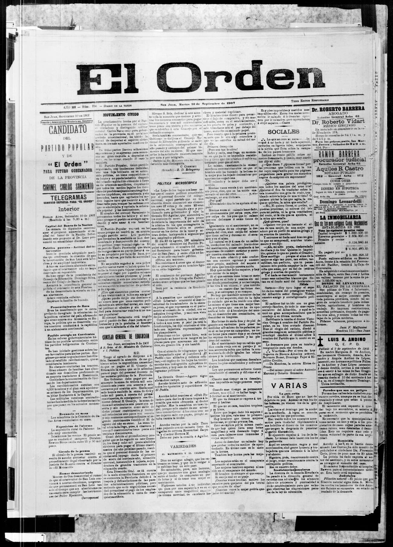 Portada · 10 de Septiembre de 1907