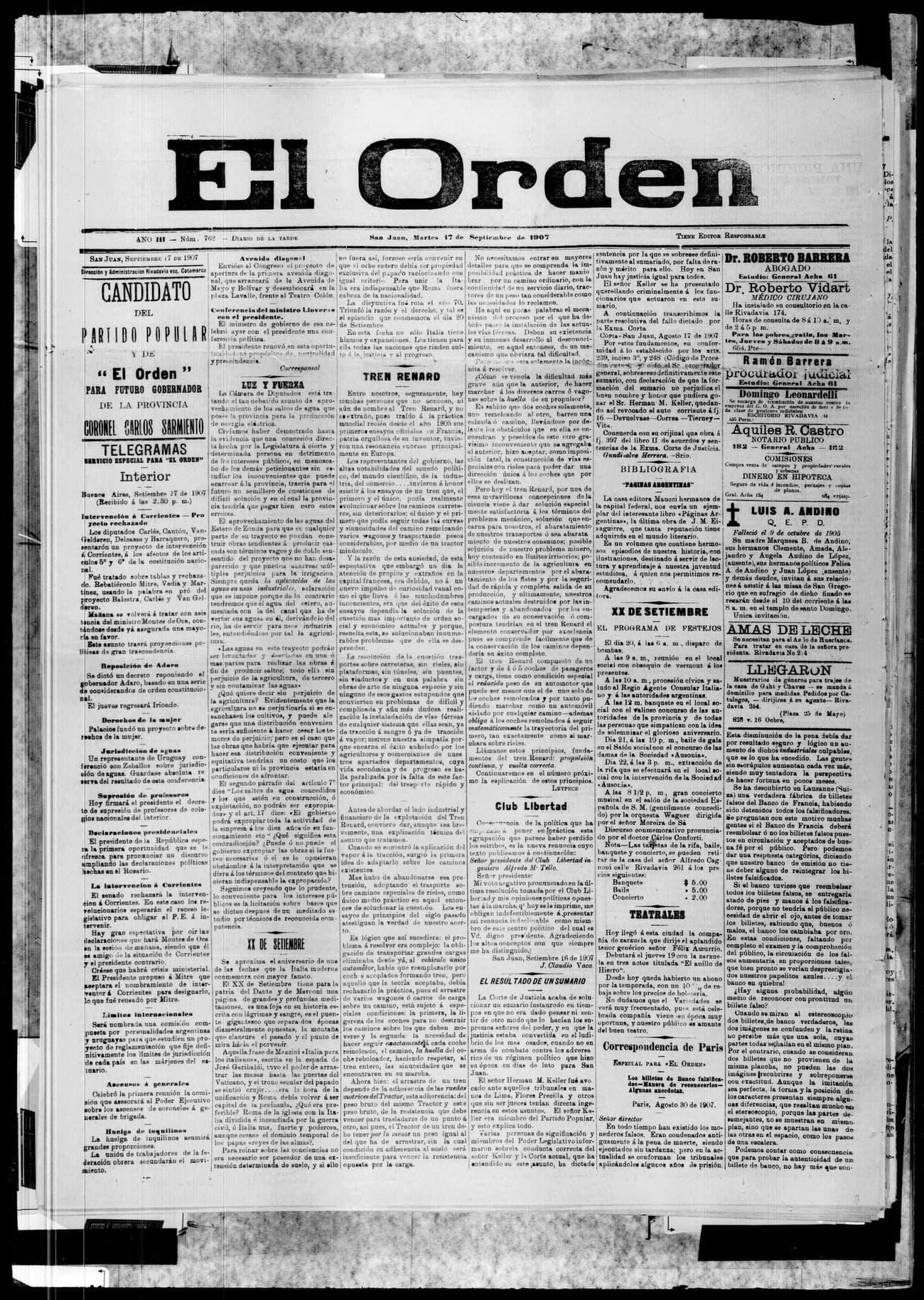 Portada · 17 de Septiembre de 1907