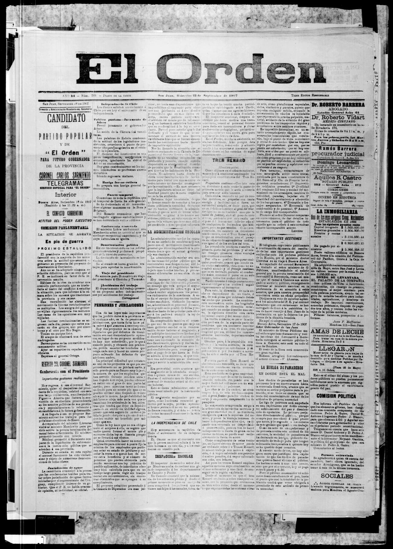 Portada · 18 de Septiembre de 1907