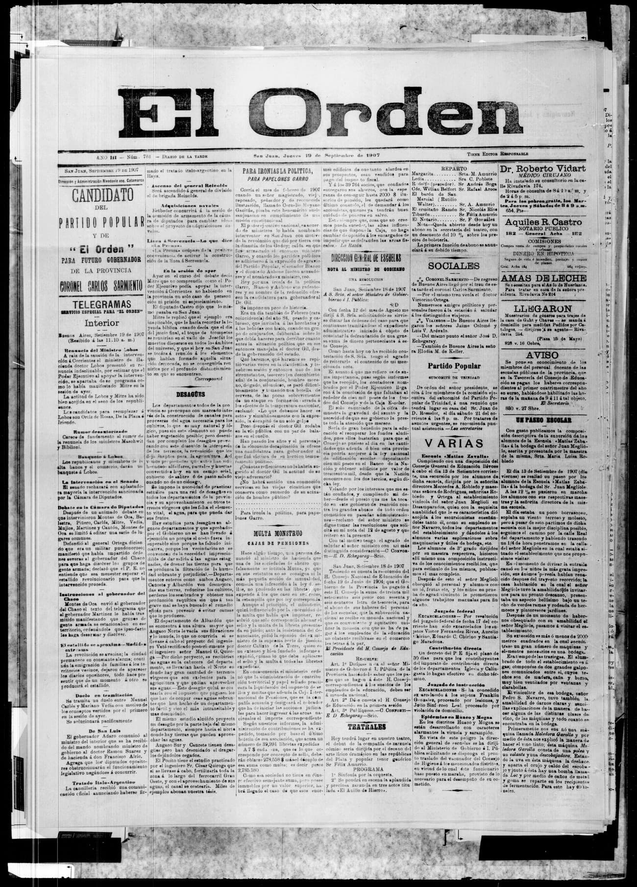 Portada · 19 de Septiembre de 1907