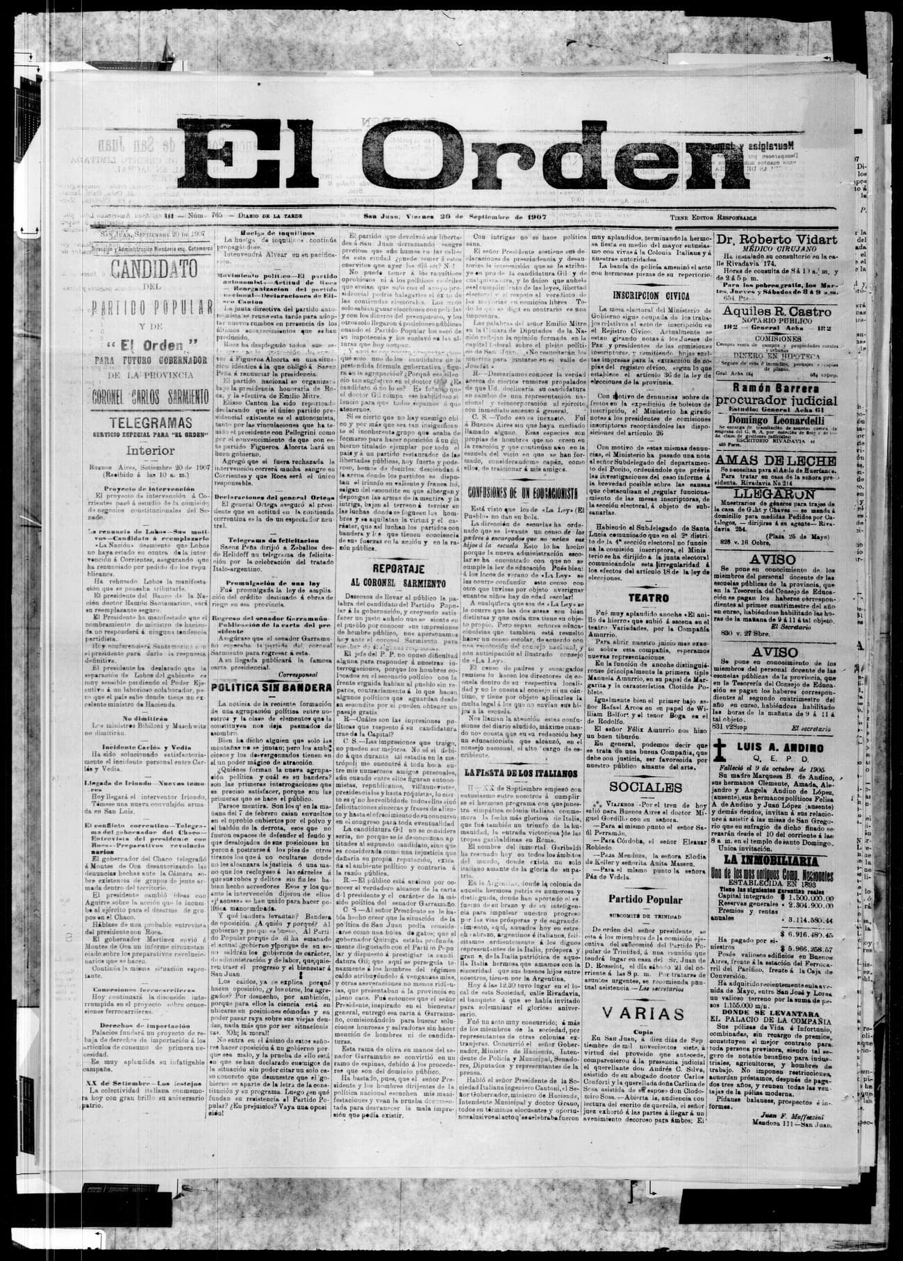Portada · 20 de Septiembre de 1907