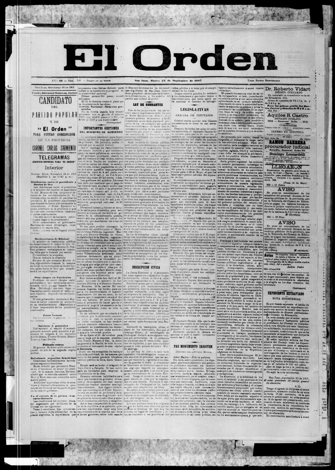 Portada · 24 de Septiembre de 1907