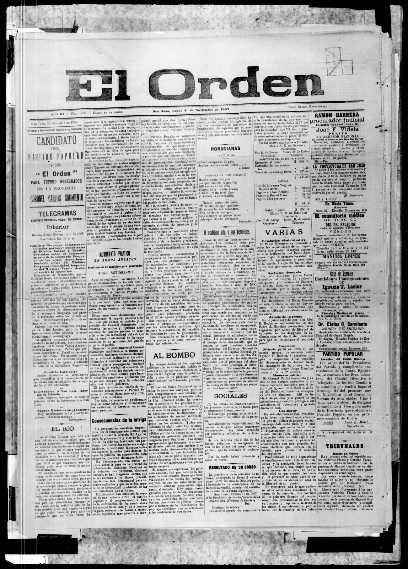 Portada · 4 de Noviembre de 1907