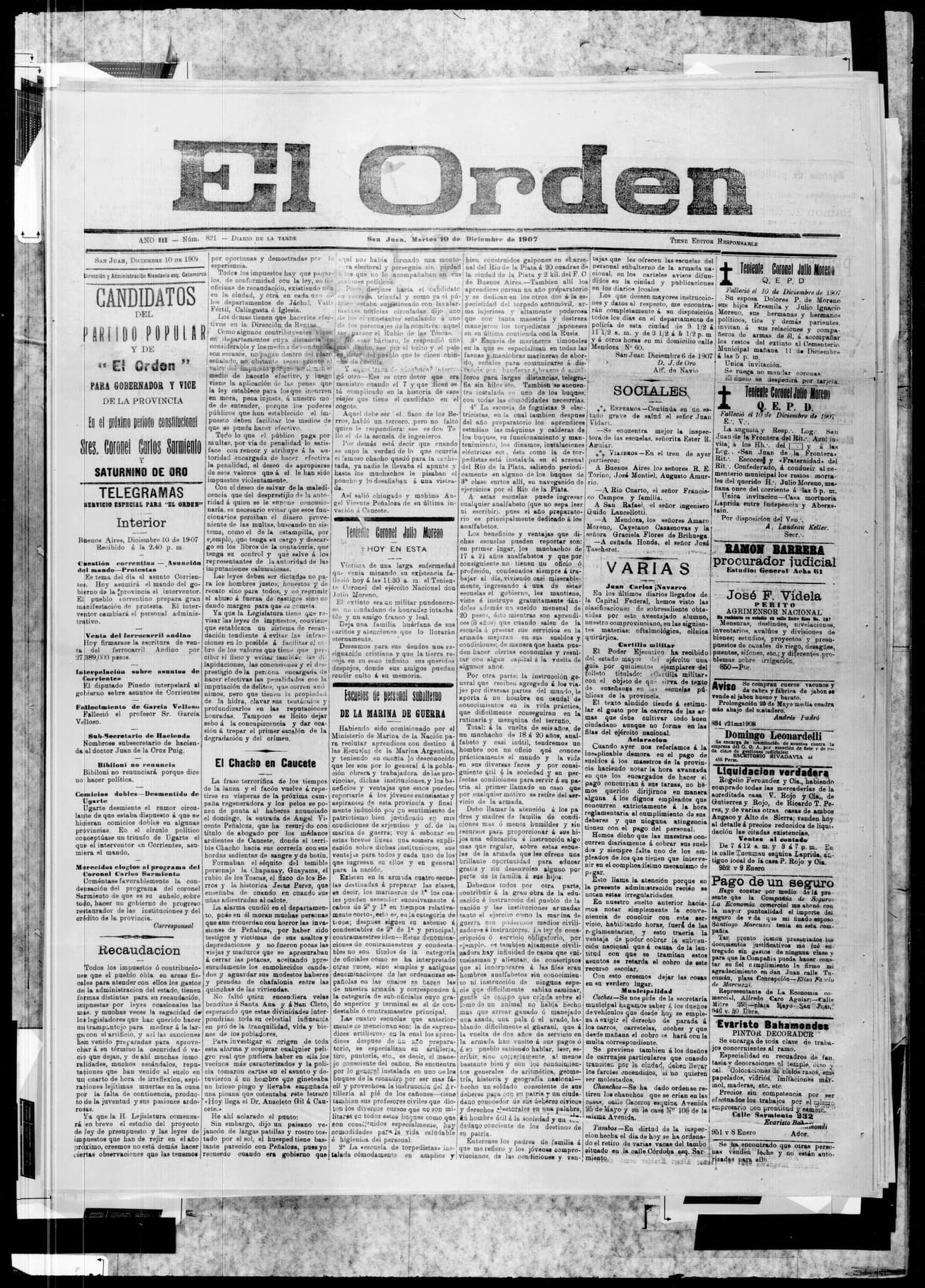 Portada · 10 de Diciembre de 1907