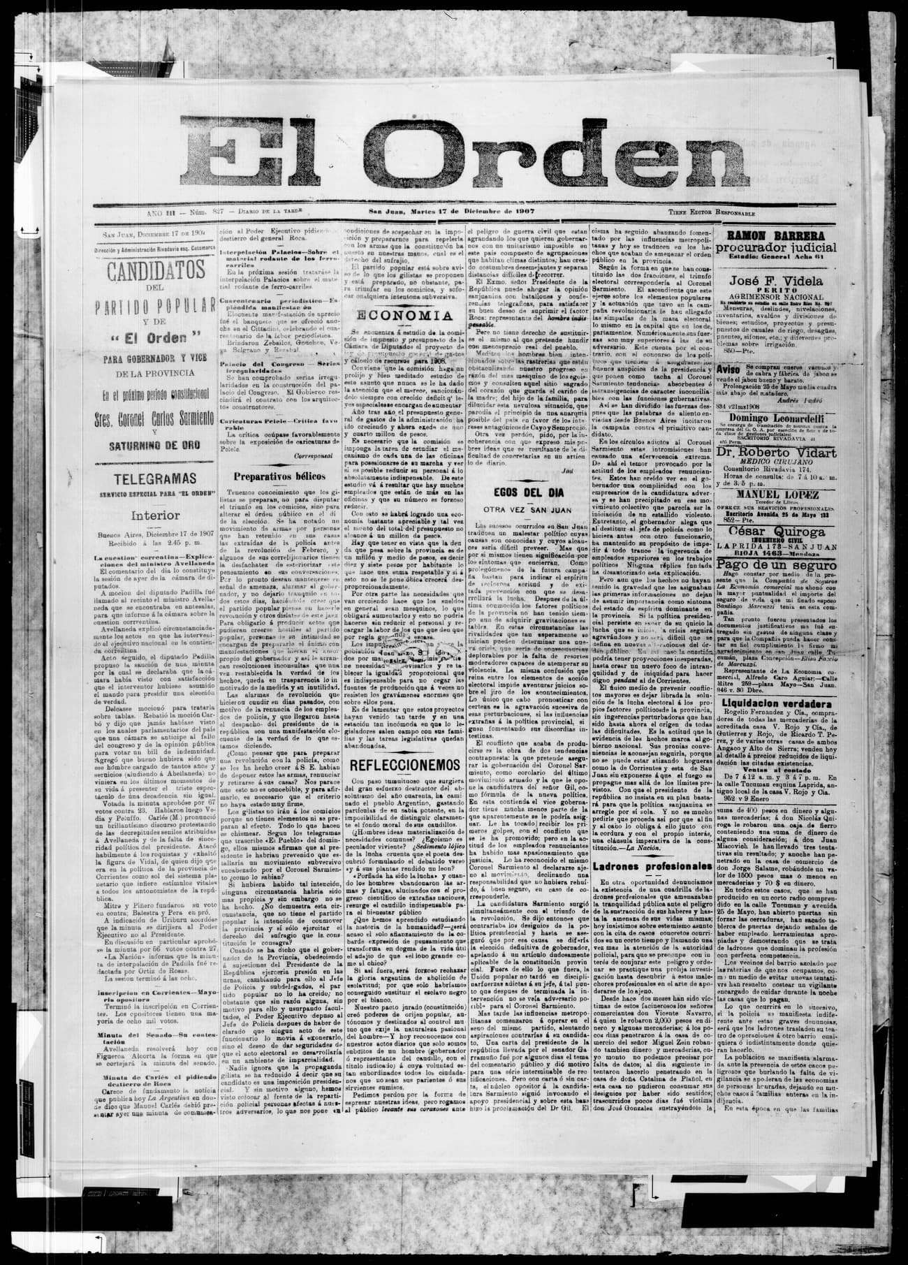 Portada · 17 de Diciembre de 1907