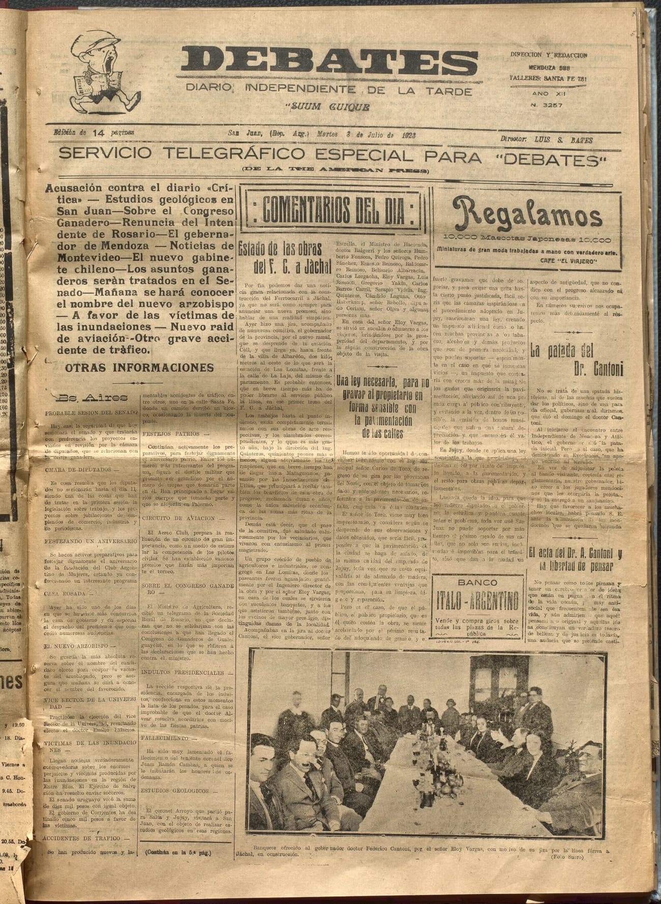 Portada · Diario Debates del 3 de julio de 1923