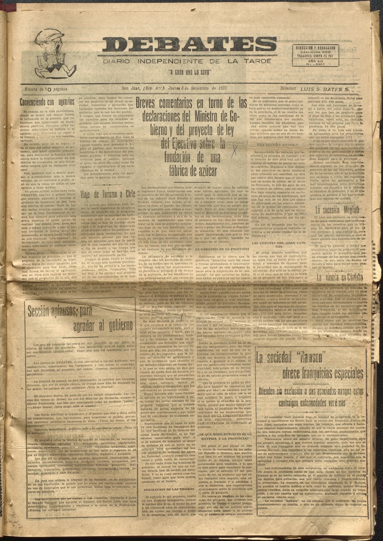 Portada · Diario Debates del 6 de septiembre de 1923