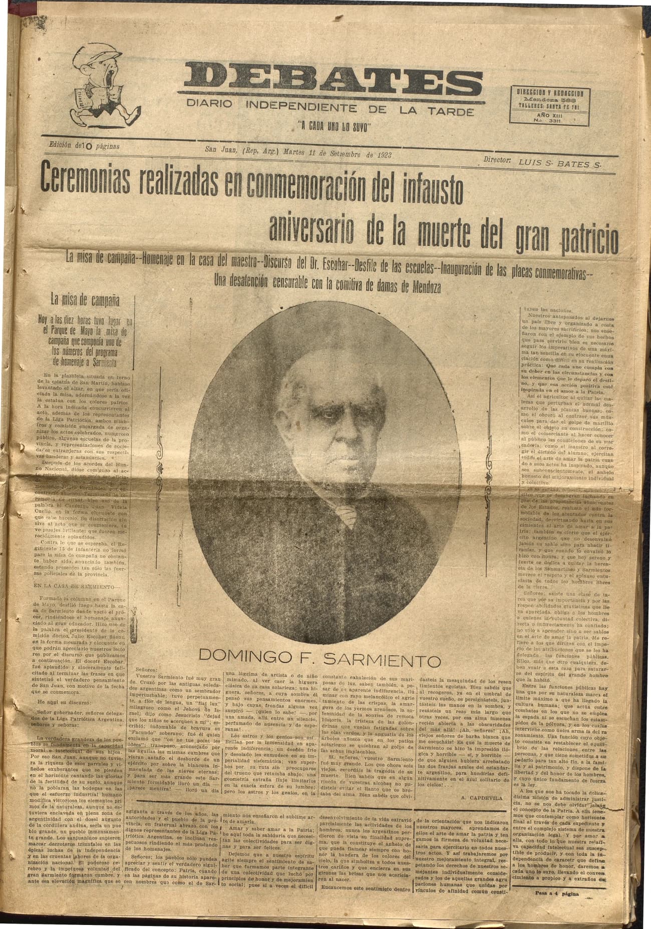 Portada · Diario Debates del 11 de septiembre de 1923