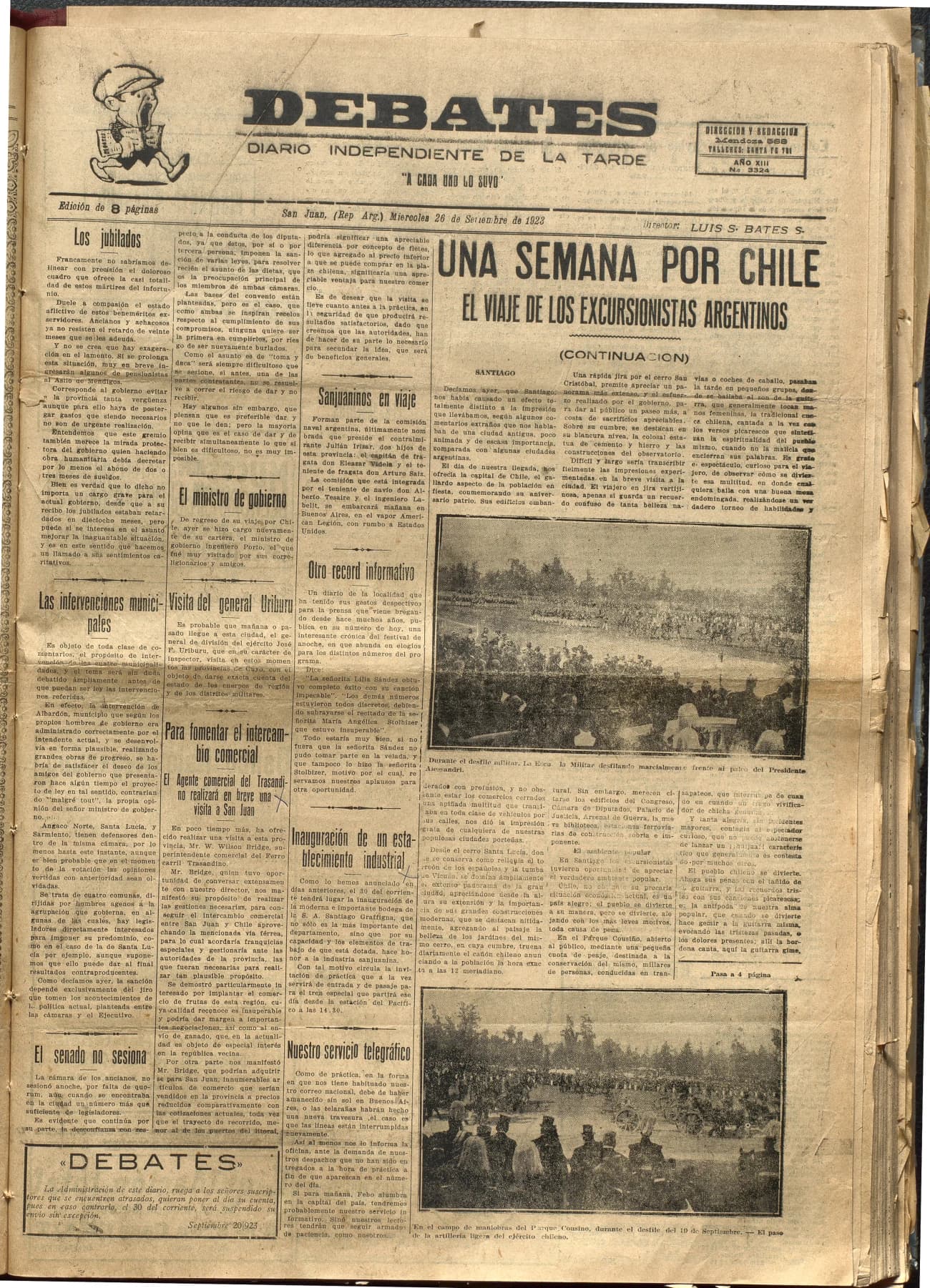 Portada · Diario Debates del 26 de septiembre de 1923
