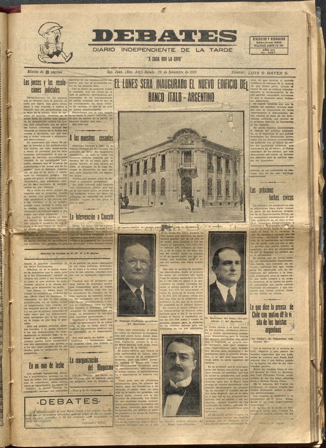 Portada · Diario Debates del 29 de septiembre de 1923