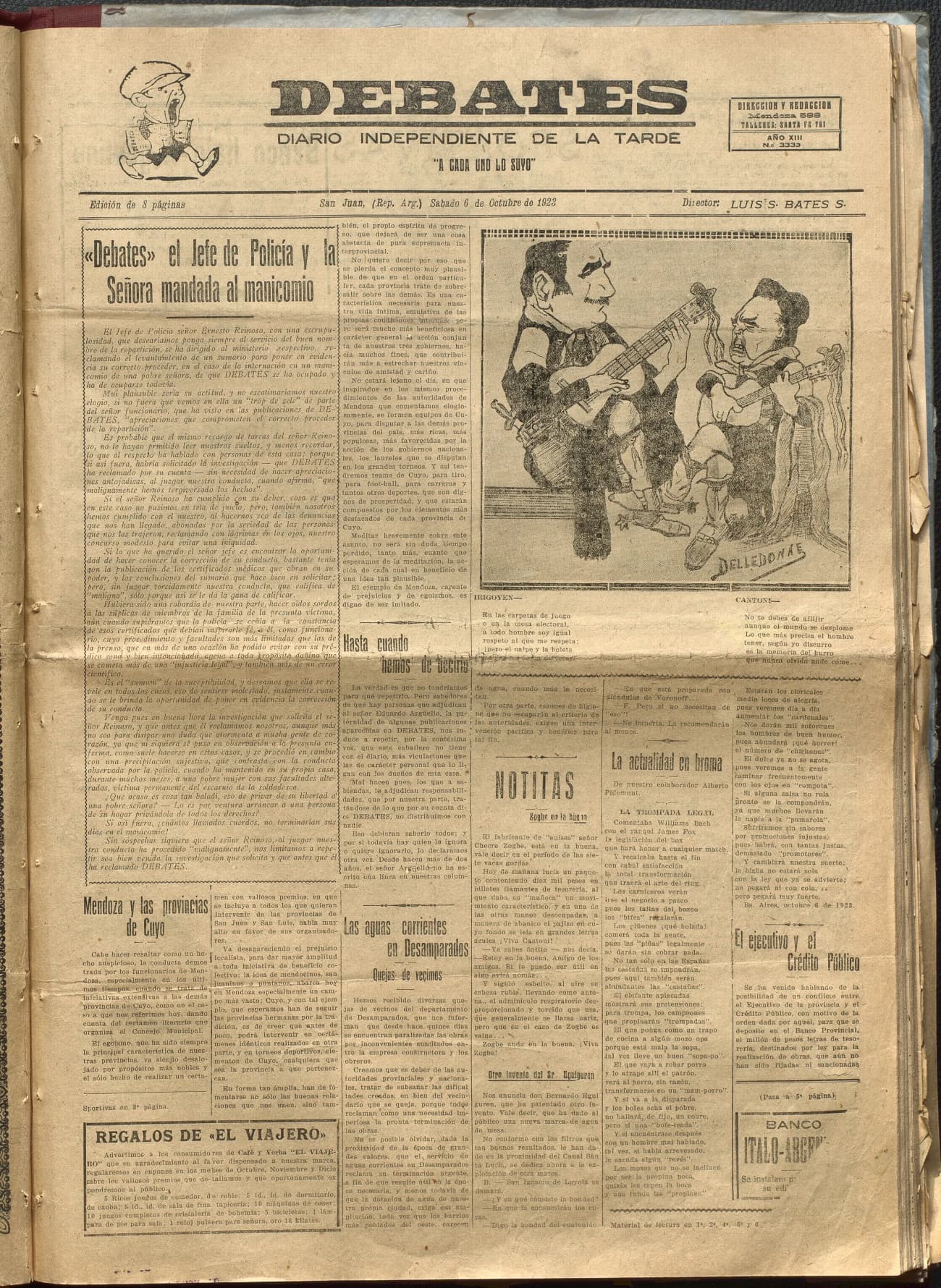 Portada · Diario Debates del 6 de octubre de 1923