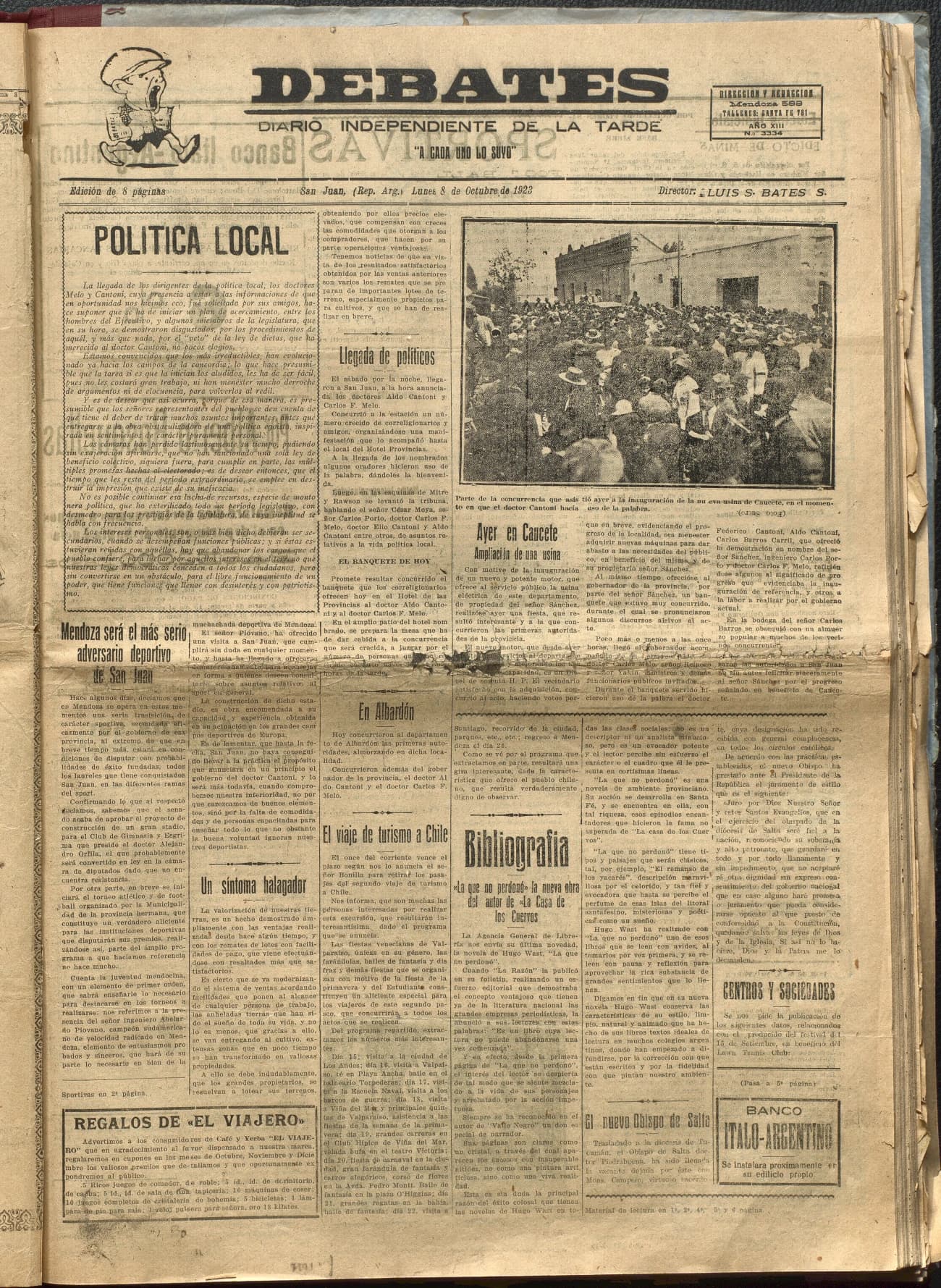 Portada · Diario Debates del 8 de octubre de 1923