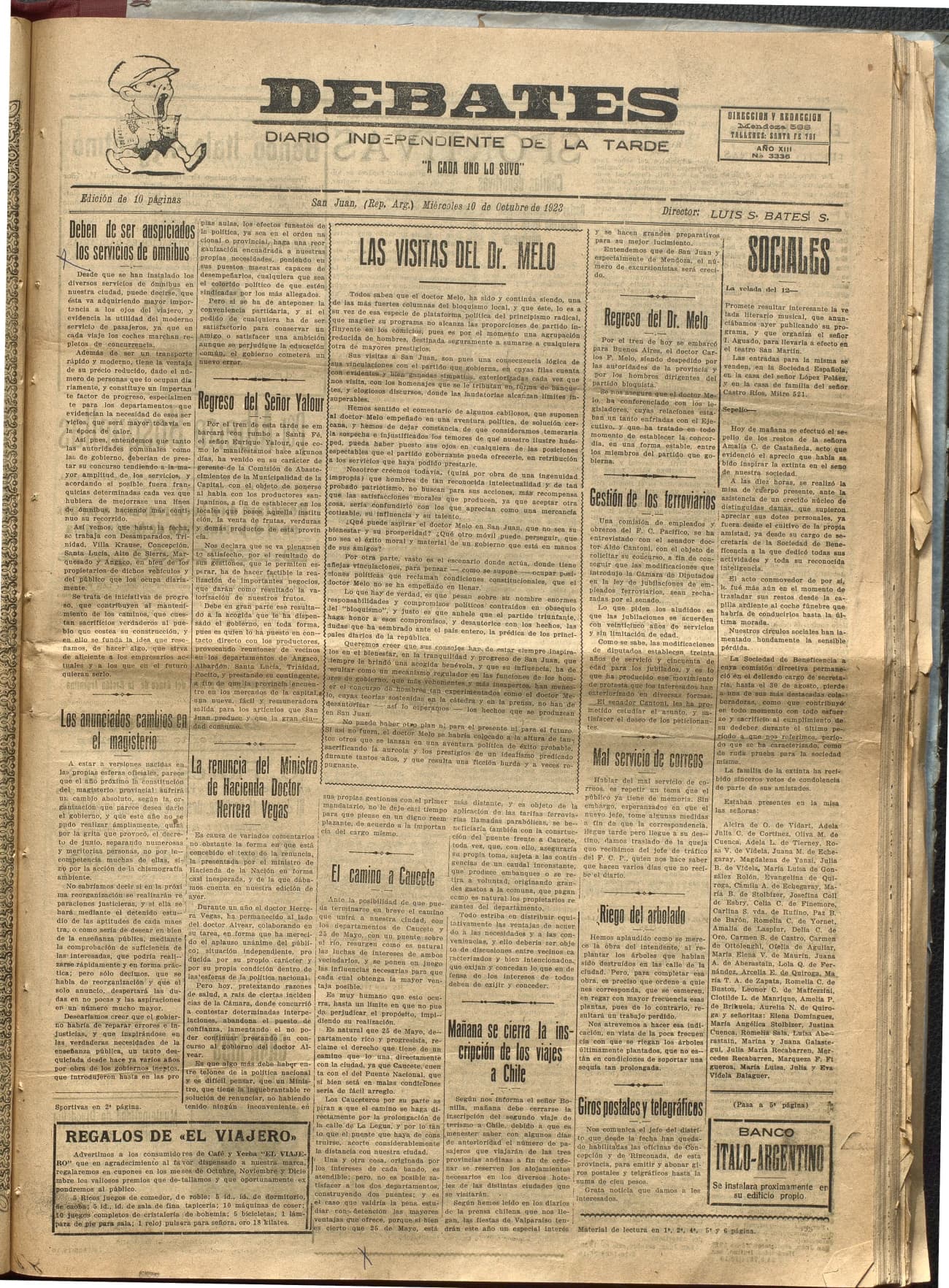 Portada · Diario Debates del 10 de octubre de 1923