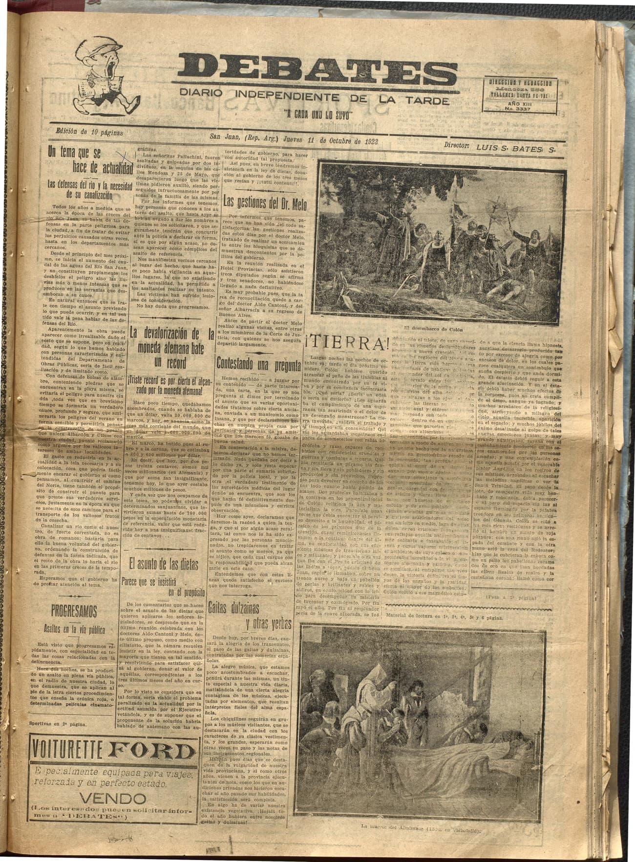 Portada · Diario Debates del 11 de octubre de 1923