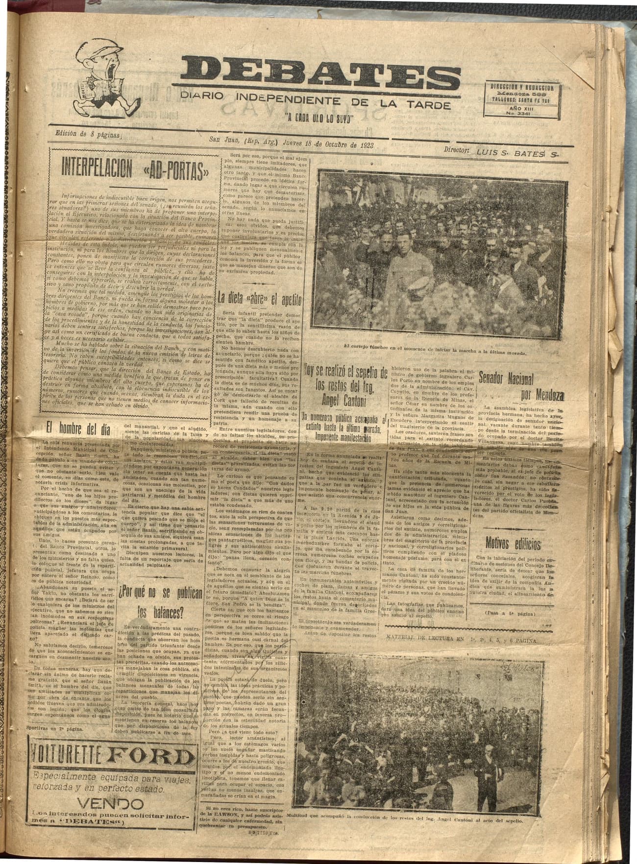 Portada · Diario Debates del 18 de octubre de 1923