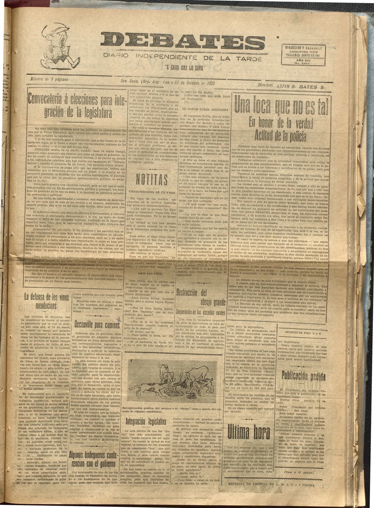 Portada · Diario Debates del 22 de octubre de 1923