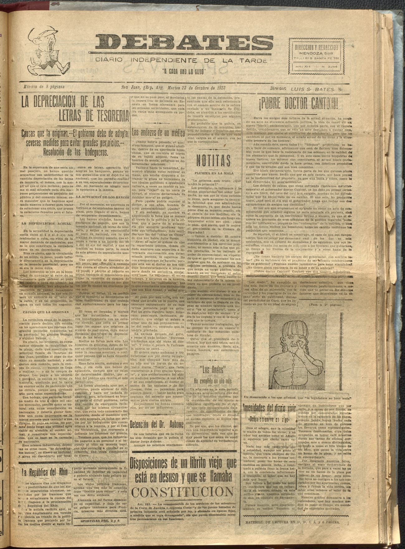 Portada · Diario Debates del 23 de octubre de 1923