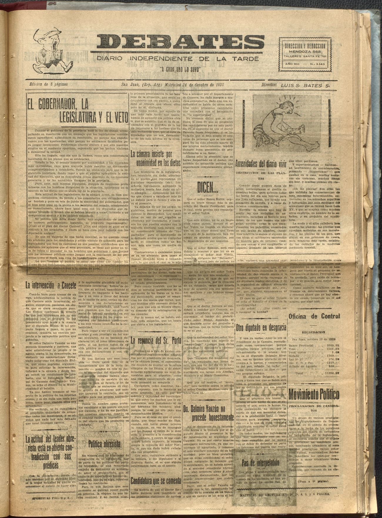 Portada · Diario Debates del 24 de octubre de 1923