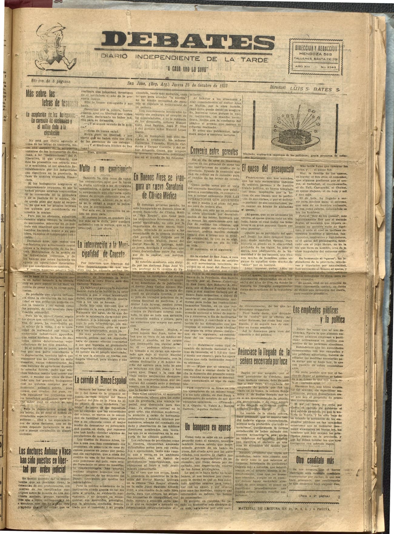 Portada · Diario Debates del 25 de octubre de 1923