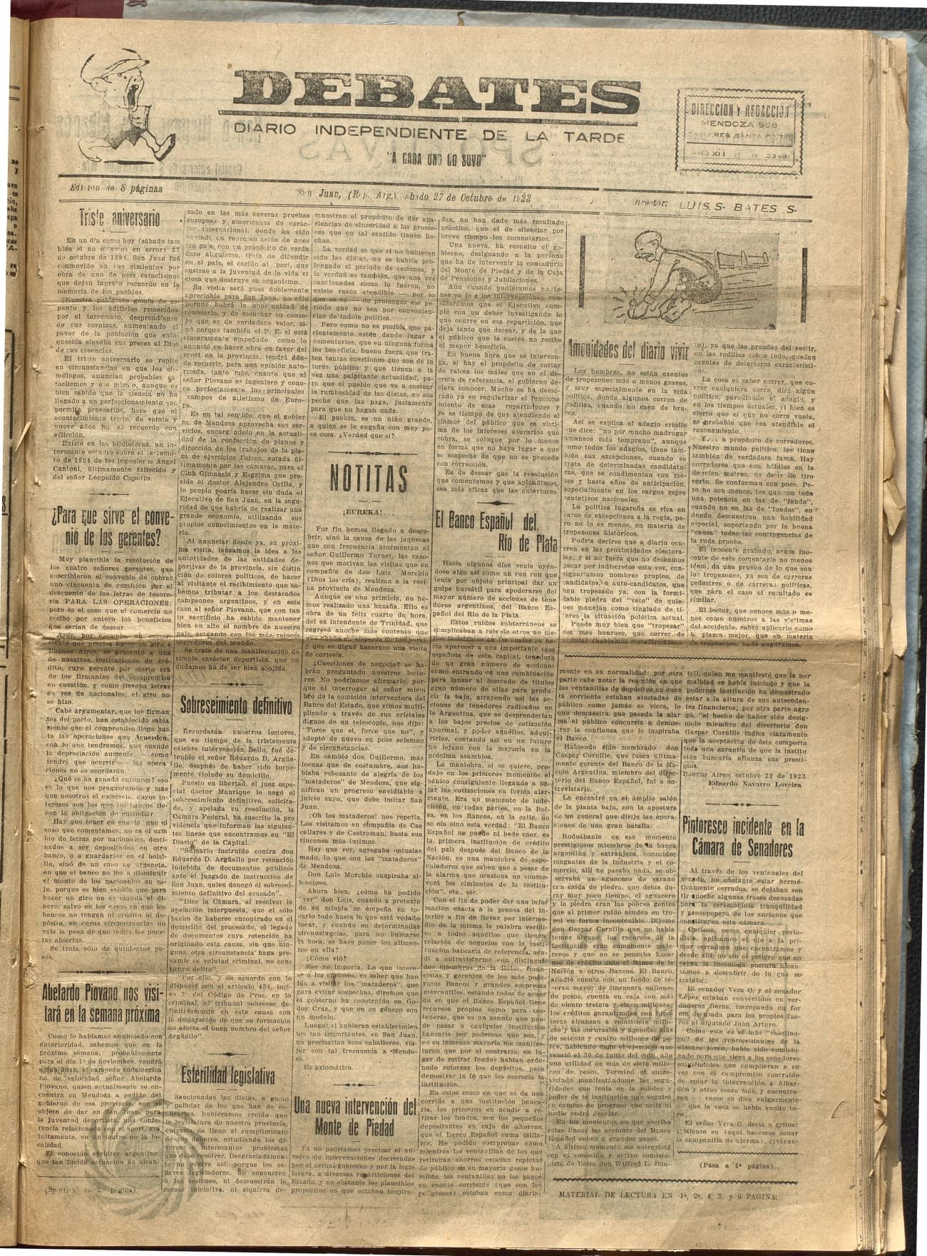 Portada · Diario Debates del 27 de octubre de 1923